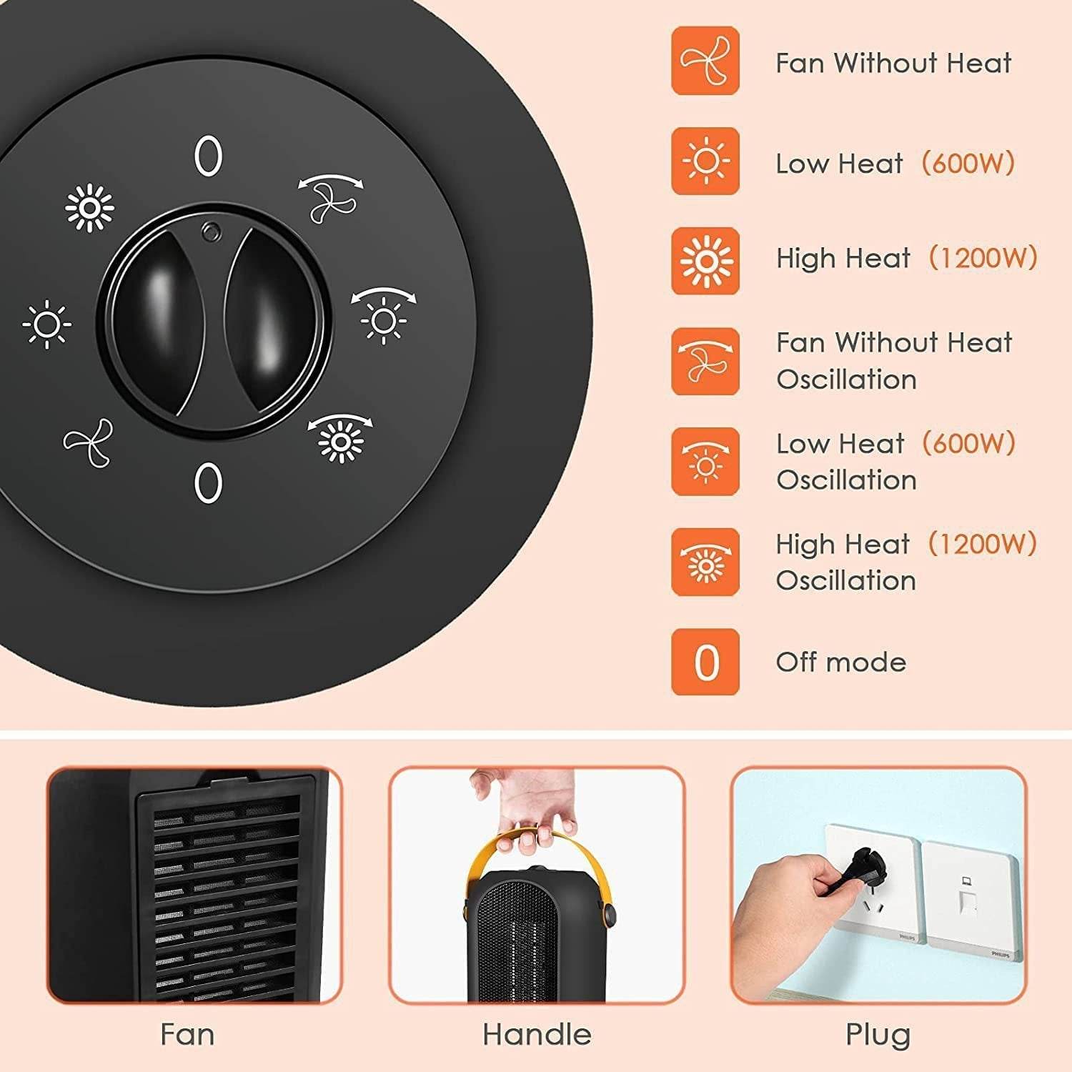 Household Vertical Shaking Head Heater Knob Type - Mubimart
