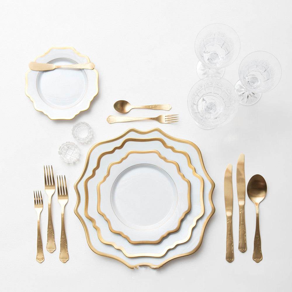Household White Gold Sunflower Dinner Plate - Mubimart