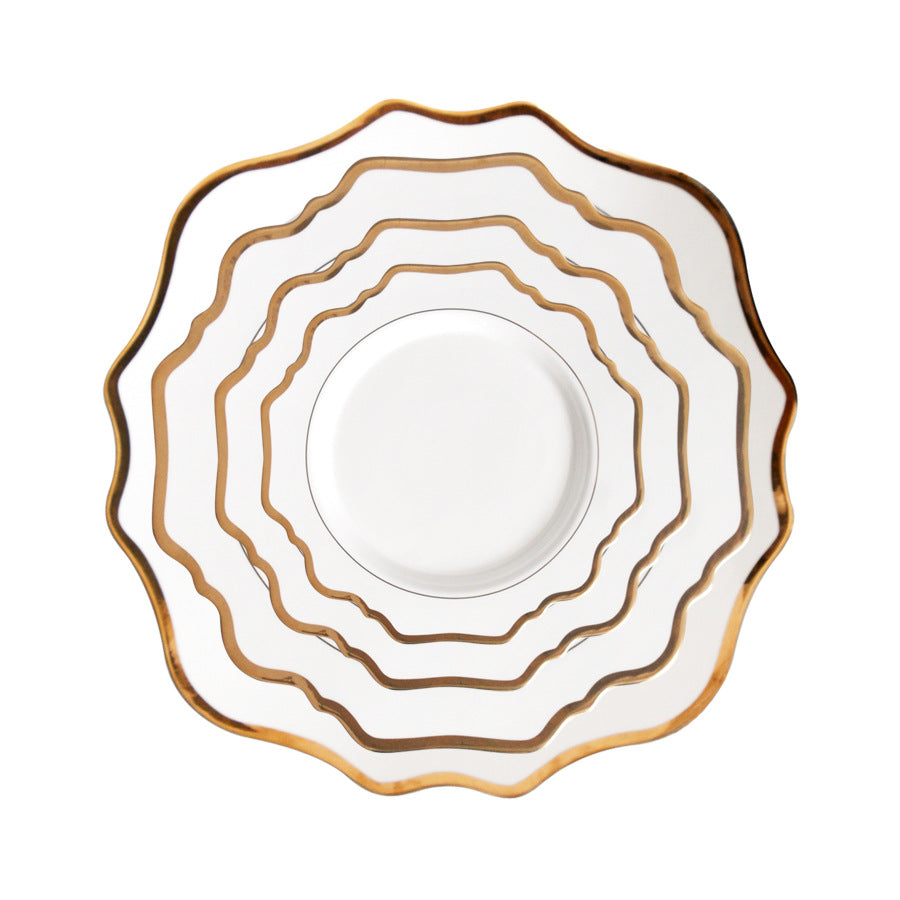 Household White Gold Sunflower Dinner Plate - Mubimart -  