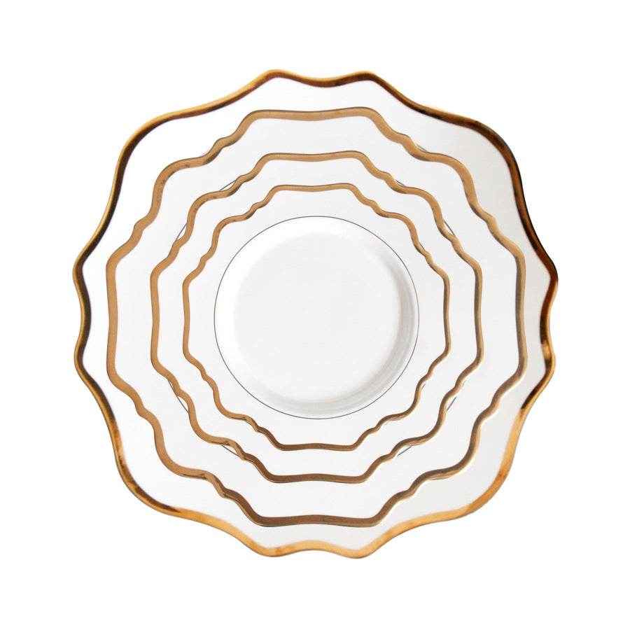 Household White Gold Sunflower Dinner Plate - Mubimart