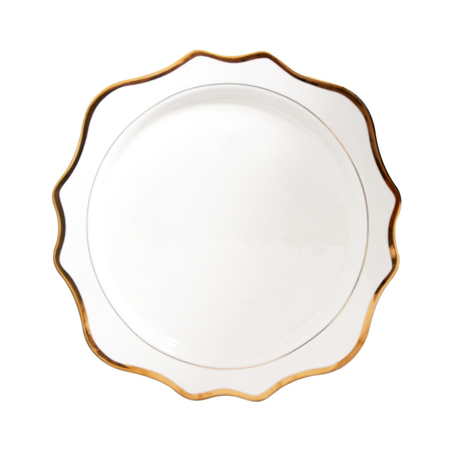 Household White Gold Sunflower Dinner Plate - Mubimart -  