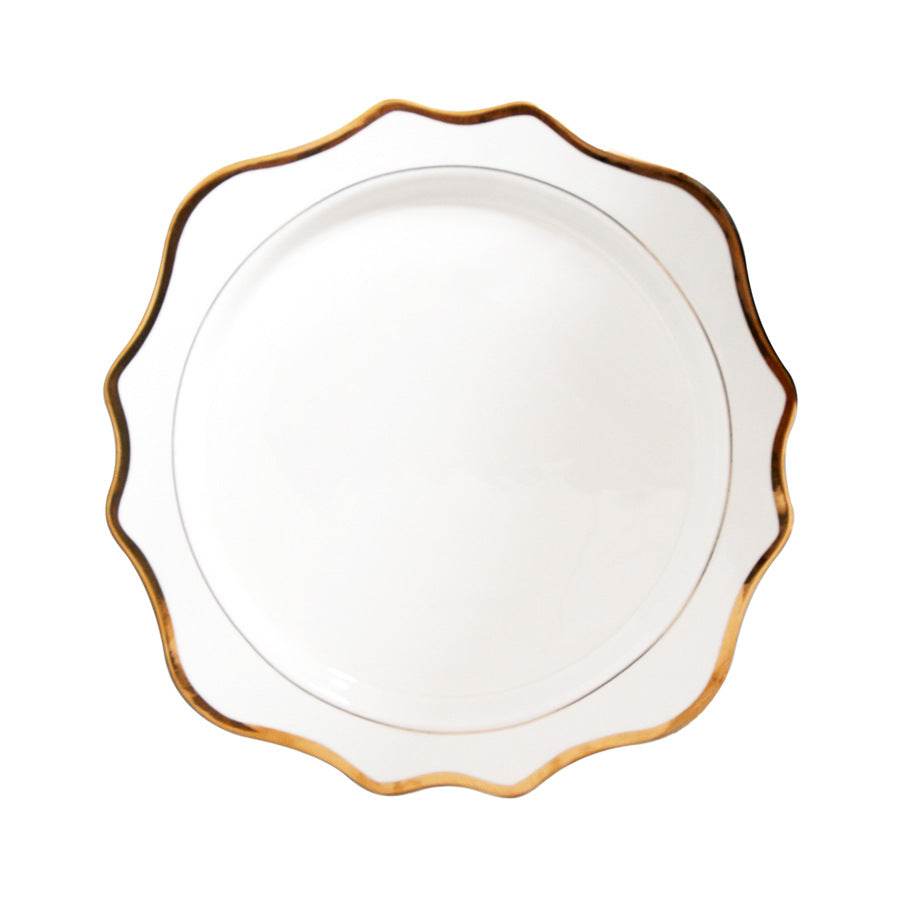 Household White Gold Sunflower Dinner Plate - Mubimart