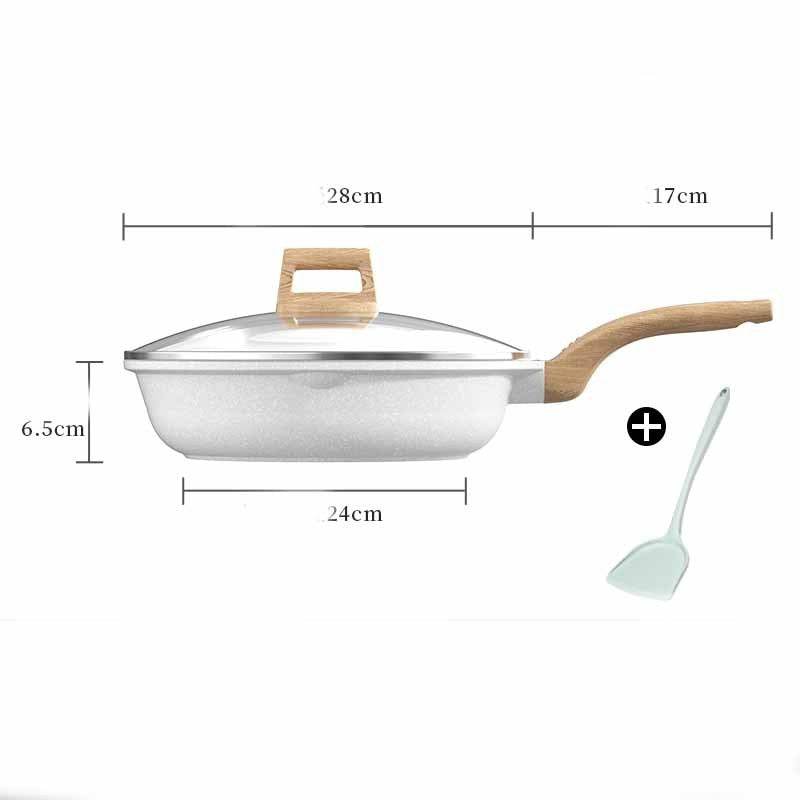 Household White Medical Stone Non-stick Pan - Mubimart