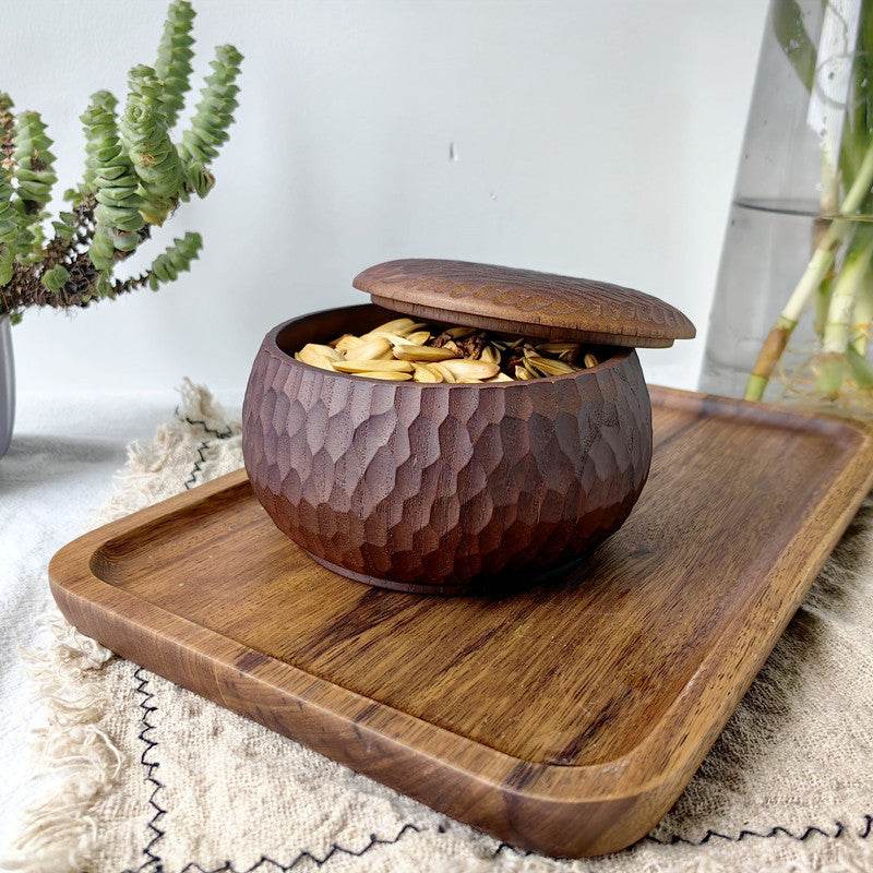Household Wooden Bowl Internet Celebrity Eating Bowl Japanese Style Handmade Carving - Mubimart