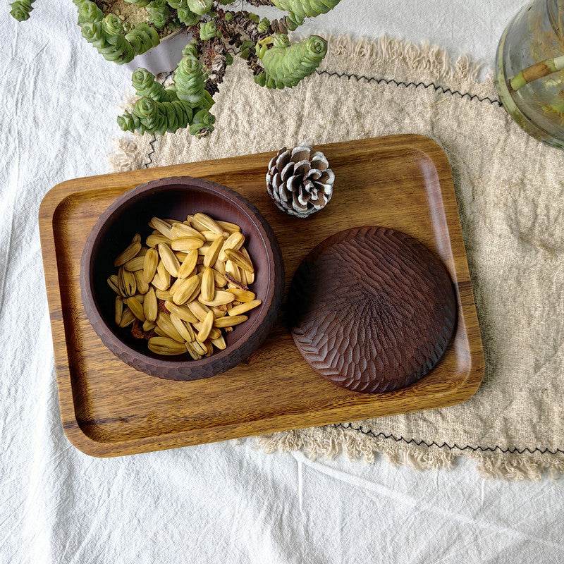 Household Wooden Bowl Internet Celebrity Eating Bowl Japanese Style Handmade Carving - Mubimart