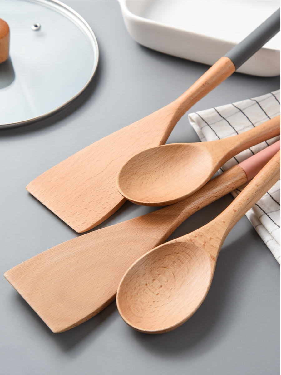 Household beech spatula wood spatula - Mubimart -  