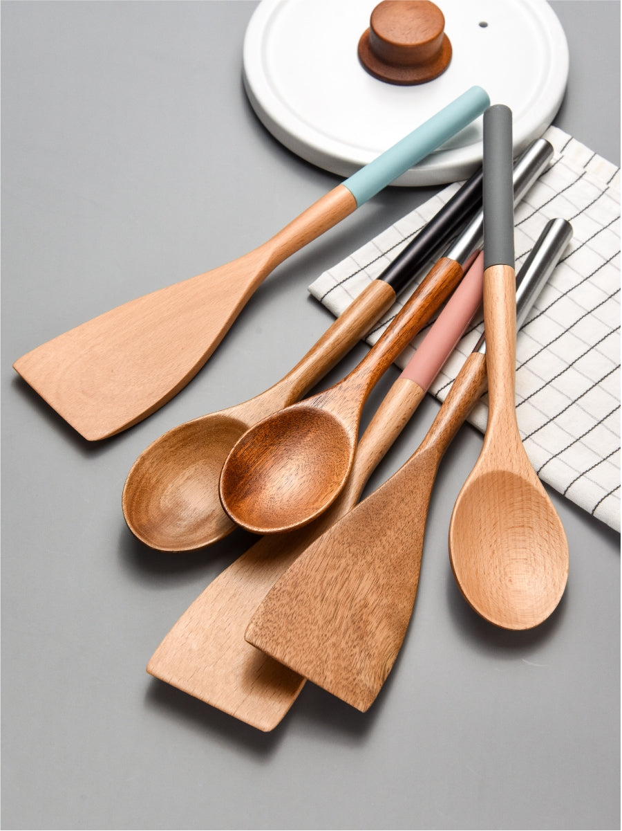 Household beech spatula wood spatula - Mubimart -  