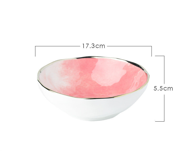 Household eating bowl ceramic soup bowl plate - Mubimart -  