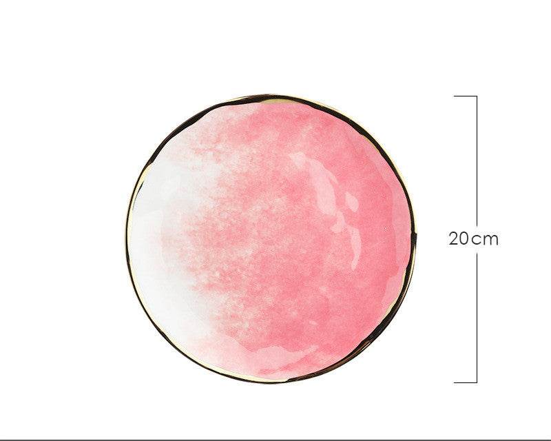 Household eating bowl ceramic soup bowl plate - Mubimart