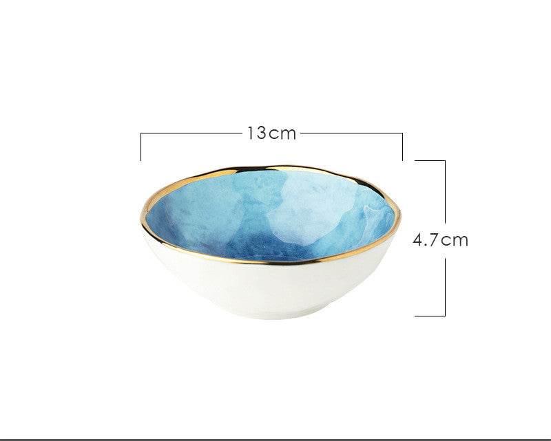 Household eating bowl ceramic soup bowl plate - Mubimart