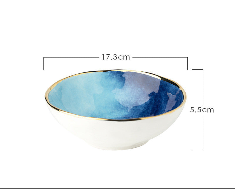 Household eating bowl ceramic soup bowl plate - Mubimart -  