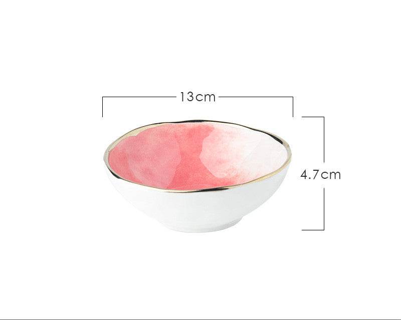 Household eating bowl ceramic soup bowl plate - Mubimart