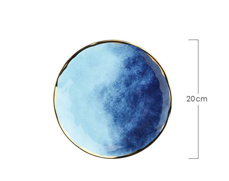 Household eating bowl ceramic soup bowl plate - Mubimart