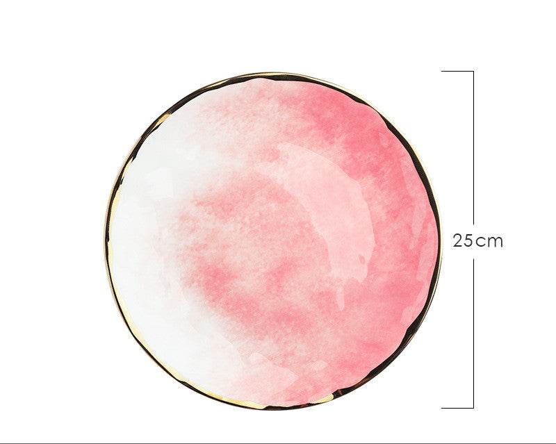Household eating bowl ceramic soup bowl plate - Mubimart