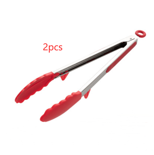 Household silicone food tongs stainless steel barbecue tongs - Mubimart