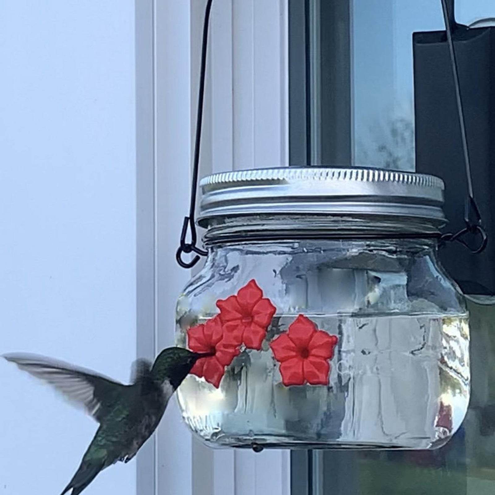 Hummingbird Feeder Plastic Flower Bird Feeder Bird Water Feeder Bottle Hanging Garden Outdoor Pet Supplies - Mubimart