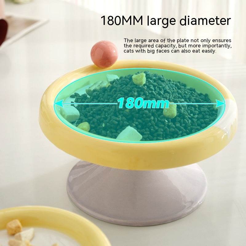 Ice Cream High Foot Ceramic Double Tone Cat Bowl - Mubimart