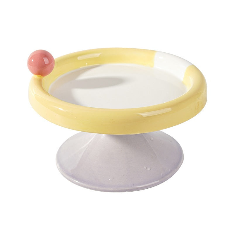 Ice Cream High Foot Ceramic Double Tone Cat Bowl - Mubimart -  