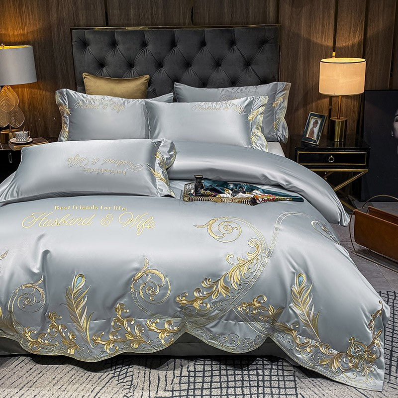 Ice Silk Quilt Sets Bed Sheets Bedding Four-piece Set - Mubimart - Bedding Set 