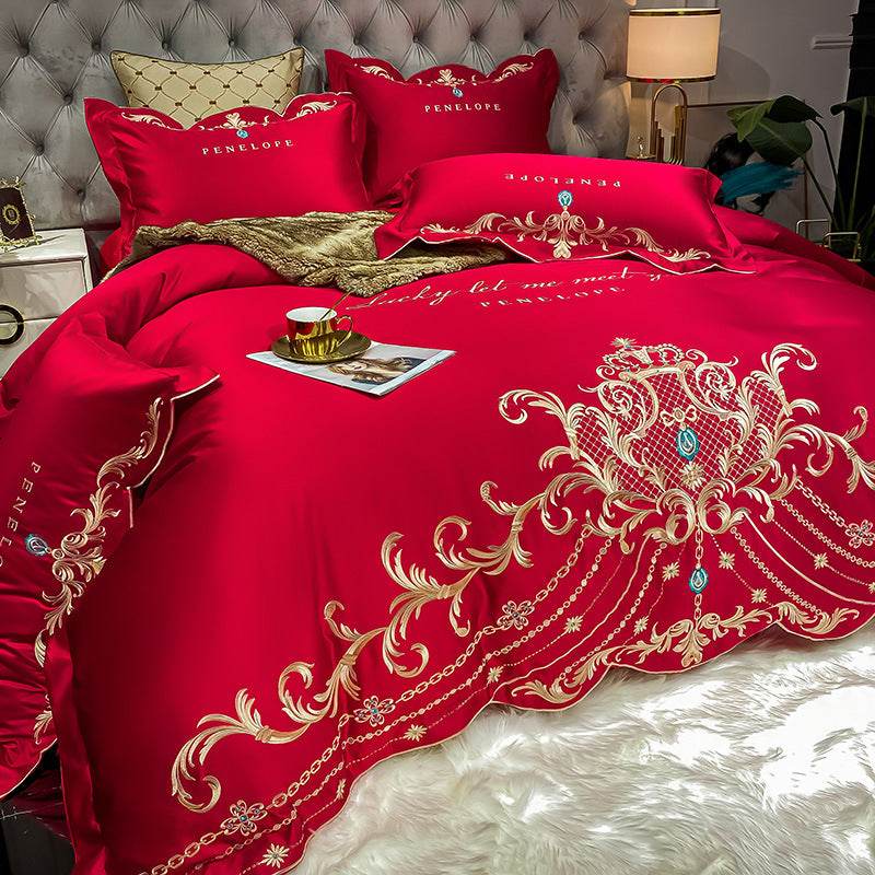 Ice Silk Quilt Sets Bed Sheets Bedding Four-piece Set - Mubimart