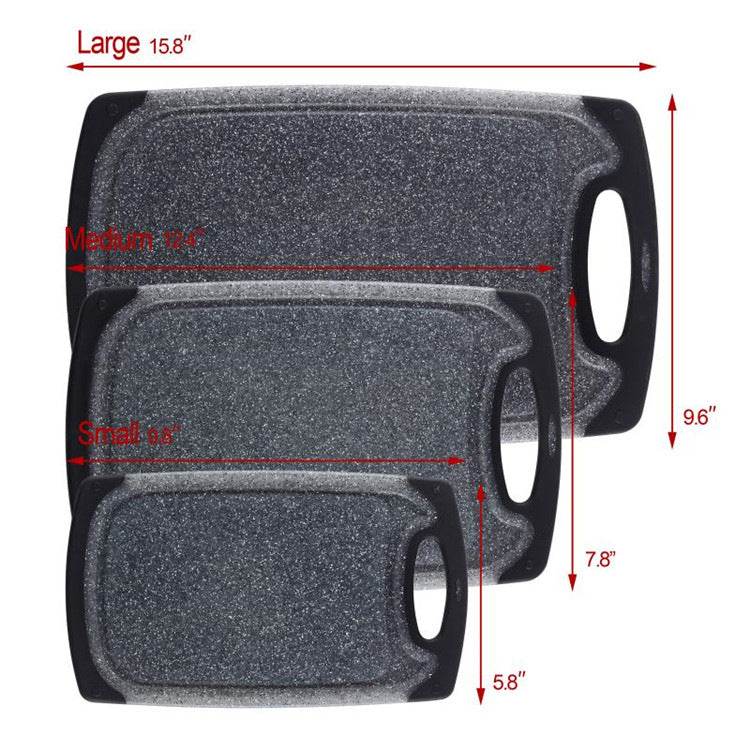 Imitation Marble Three-piece PP Hangable Plastic Vegetable Cutting Set Cutting Board Cutting Board - Mubimart