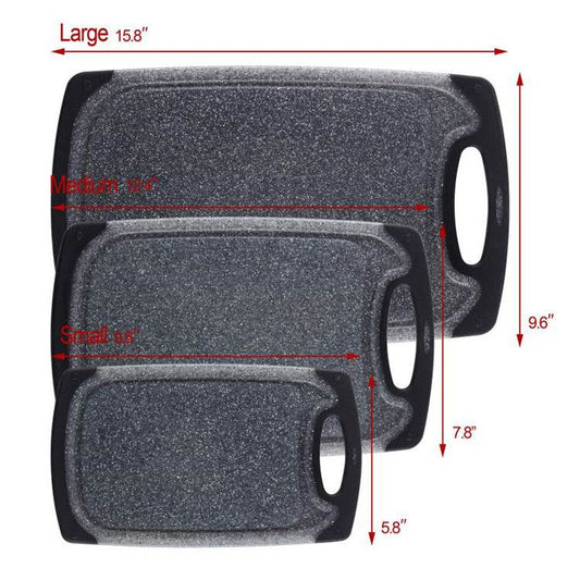 Imitation Marble Three-piece PP Hangable Plastic Vegetable Cutting Set Cutting Board Cutting Board - Mubimart