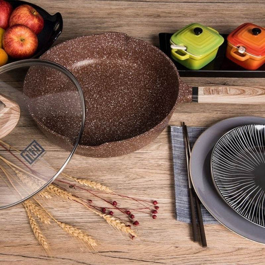 Induction Cooker Non Stick Medical Stone Frying Pan - Mubimart
