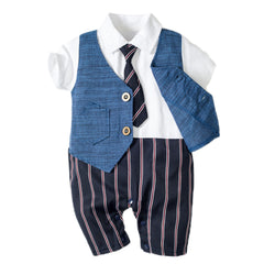 Infant Boy Baby Gentleman Outing Clothes One-Piece Suit Romper - Mubimart -  