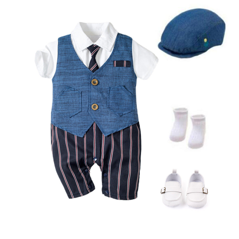 Infant Boy Baby Gentleman Outing Clothes One-Piece Suit Romper - Mubimart -  