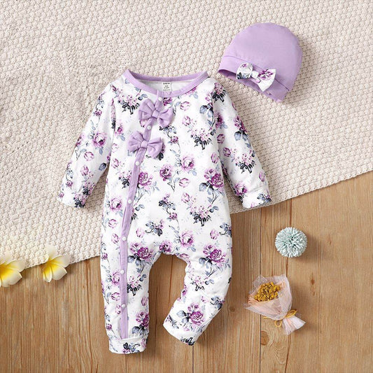 Infant Toddler One-piece Floral Baby Girl Jumpsuit - Mubimart