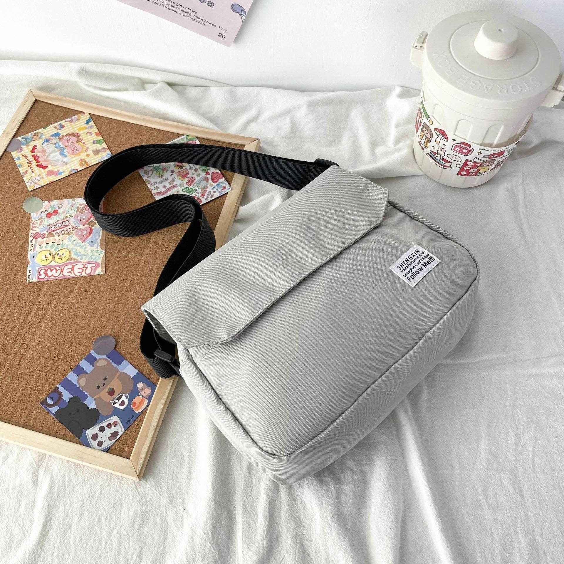Ins Messenger Bags Women Men Crossbody Shoulder Bag Casual Couple Small Flap Bag - Mubimart