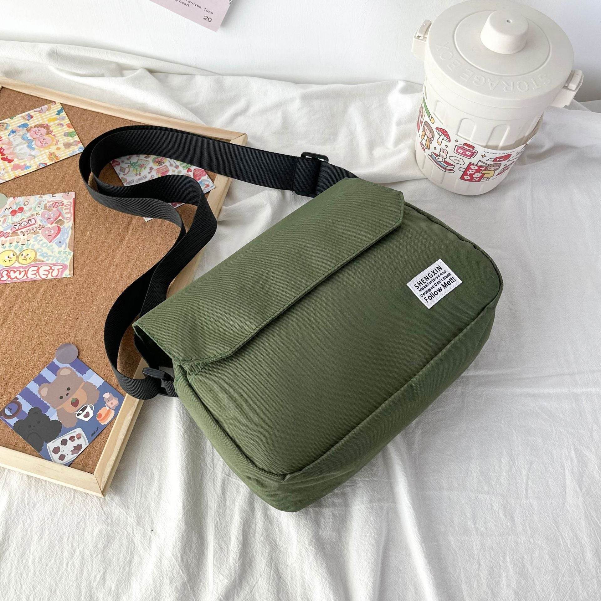 Ins Messenger Bags Women Men Crossbody Shoulder Bag Casual Couple Small Flap Bag - Mubimart