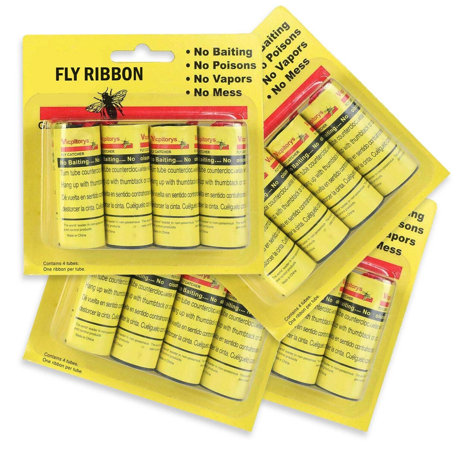 Insect Bug Fly Glue Paper Catcher Trap Ribbon Tape Strip Sticky Flies 16 Rolls - Mubimart
