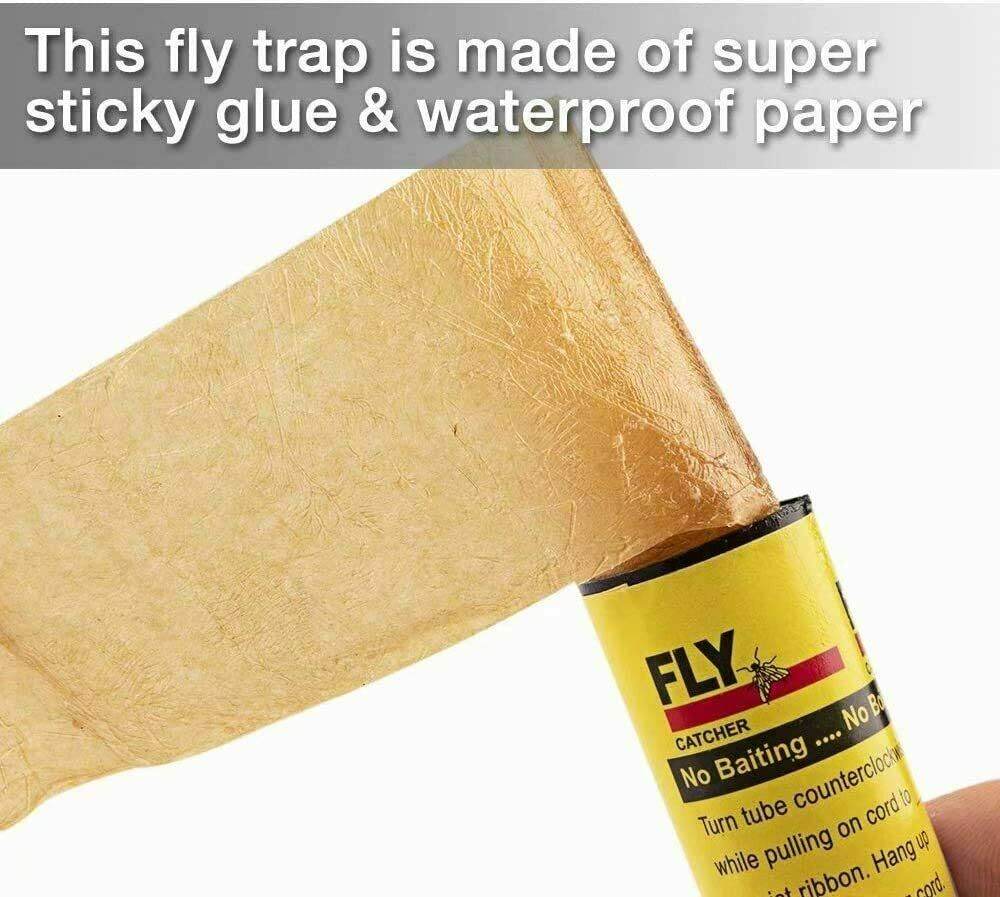 Insect Bug Fly Glue Paper Catcher Trap Ribbon Tape Strip Sticky Flies 16 Rolls - Mubimart