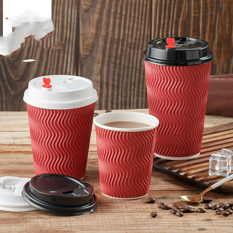 Insulated Hot Drink Cup S-shaped Corrugated Paper - Mubimart - Disposable Cups 