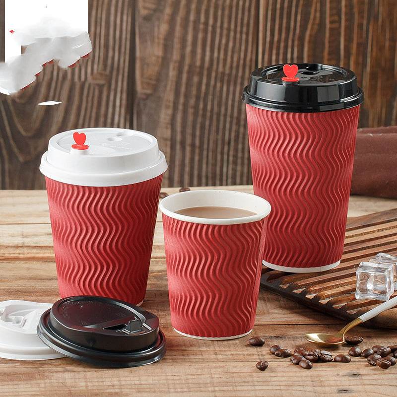 Insulated Hot Drink Cup S-shaped Corrugated Paper - Mubimart