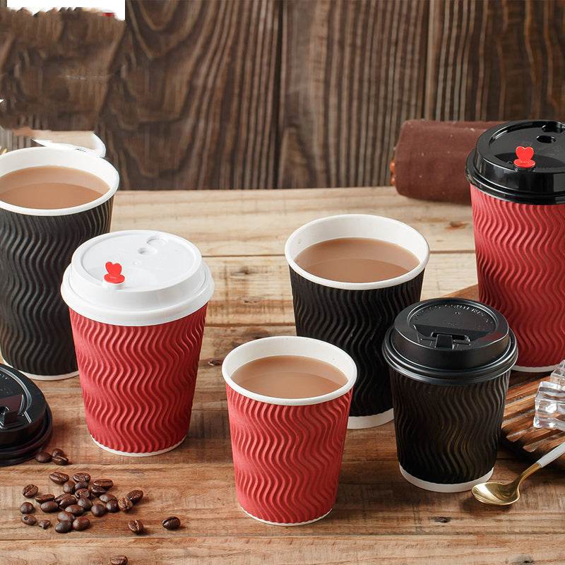 Insulated Hot Drink Cup S-shaped Corrugated Paper - Mubimart