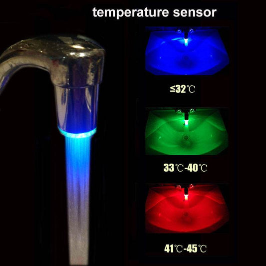 Intelligent LED Temperature Sensitive Faucet Shower 3-Color Light-up - Mubimart