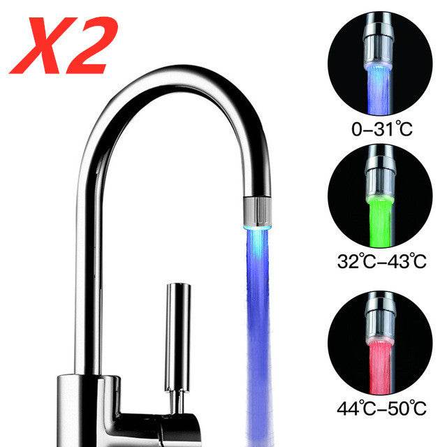 Intelligent LED Temperature Sensitive Faucet Shower 3-Color Light-up - Mubimart