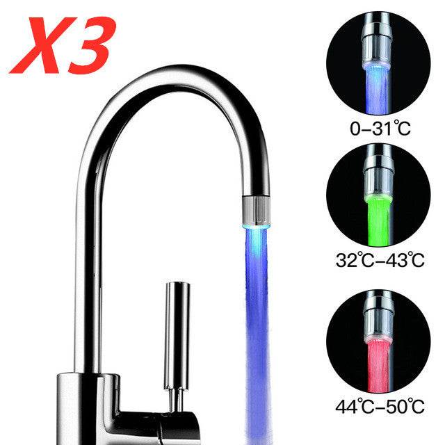Intelligent LED Temperature Sensitive Faucet Shower 3-Color Light-up - Mubimart