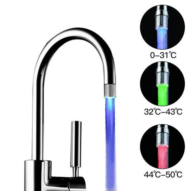 Intelligent LED Temperature Sensitive Faucet Shower 3-Color Light-up - Mubimart