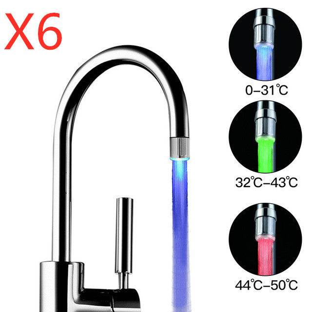 Intelligent LED Temperature Sensitive Faucet Shower 3-Color Light-up - Mubimart