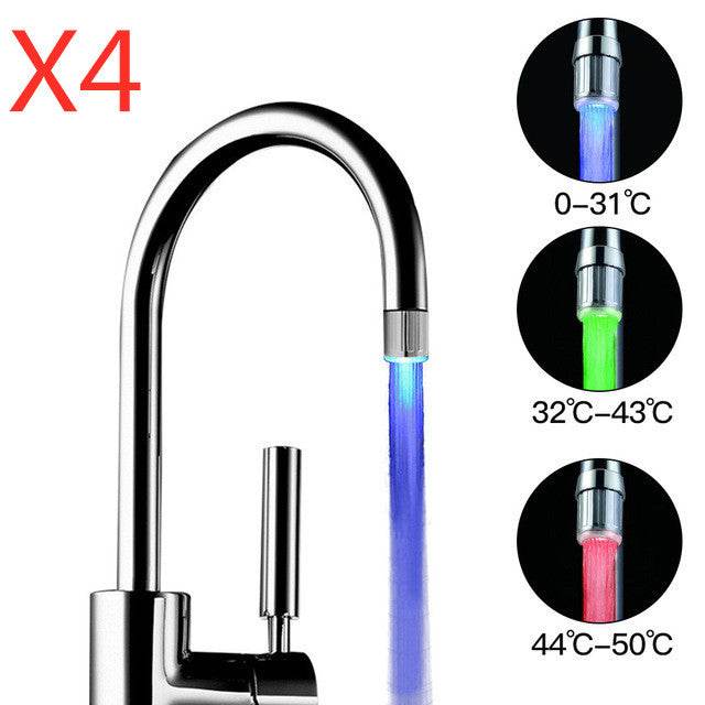 Intelligent LED Temperature Sensitive Faucet Shower 3-Color Light-up - Mubimart