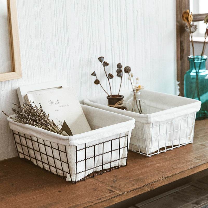 Iron Storage Basket Desktop Storage Basket - Mubimart