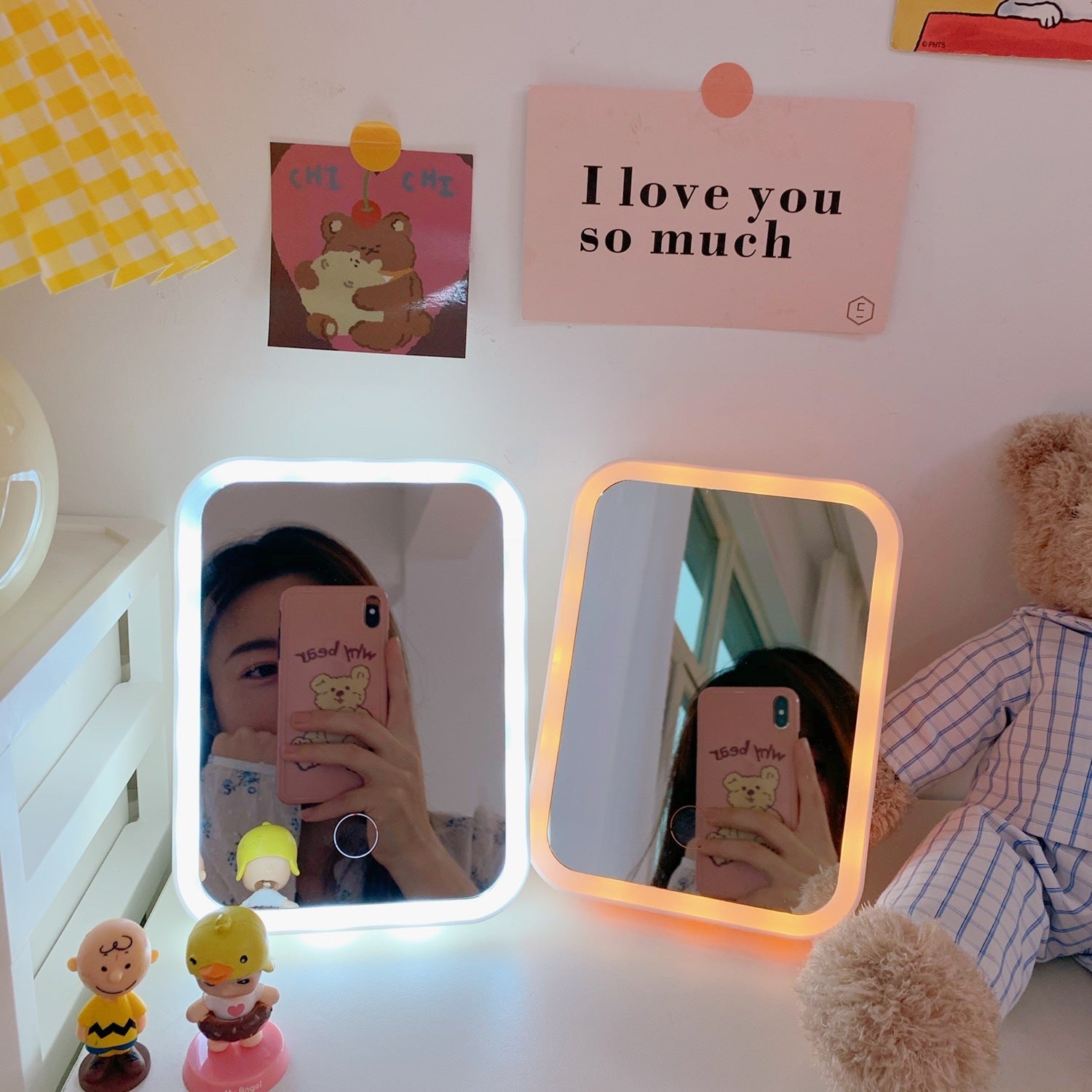 Japan Cute Desktop With Lighted Makeup Mirror - Mubimart - Lighted Face Mirrors 