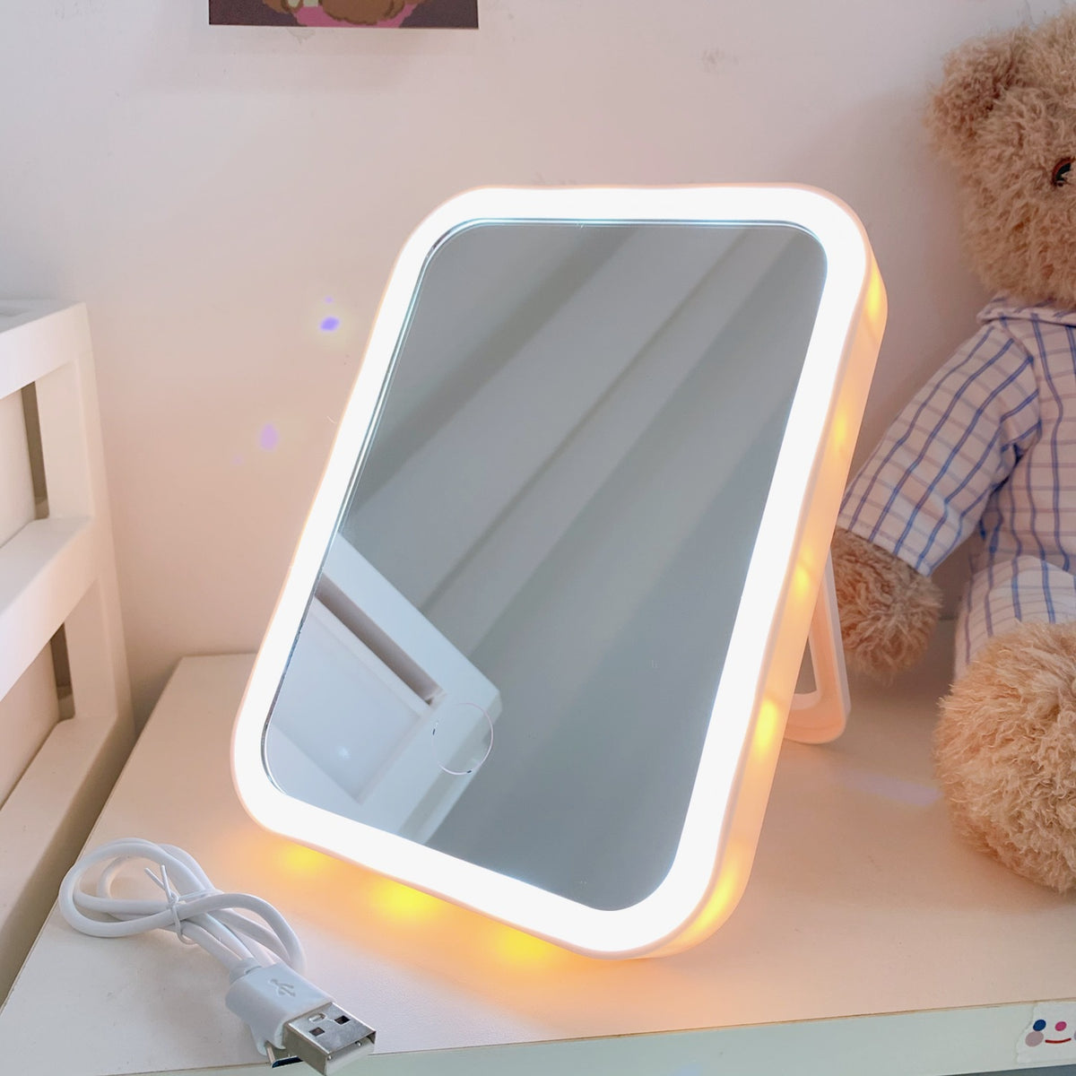 Japan Cute Desktop With Lighted Makeup Mirror - Mubimart -  