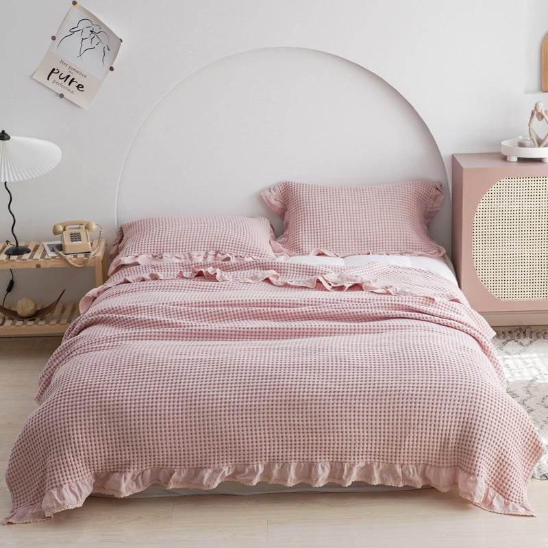 Japan Waffle Plaid Blankets for Bed Sofa Throws Cotton Yarn Towel Blanket for Kids Adult Summer Air Conditioning Quilt Bedspread - Mubimart