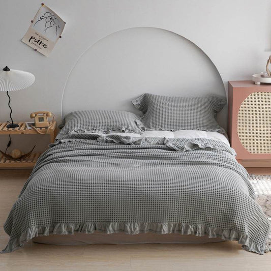 Japan Waffle Plaid Blankets for Bed Sofa Throws Cotton Yarn Towel Blanket for Kids Adult Summer Air Conditioning Quilt Bedspread - Mubimart