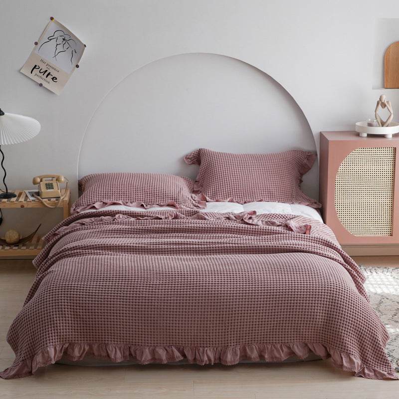 Japan Waffle Plaid Blankets for Bed Sofa Throws Cotton Yarn Towel Blanket for Kids Adult Summer Air Conditioning Quilt Bedspread - Mubimart