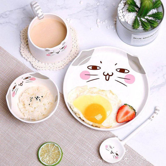 Japanese Ceramic Children's Dinner Plate Bowl Set Creative - Mubimart